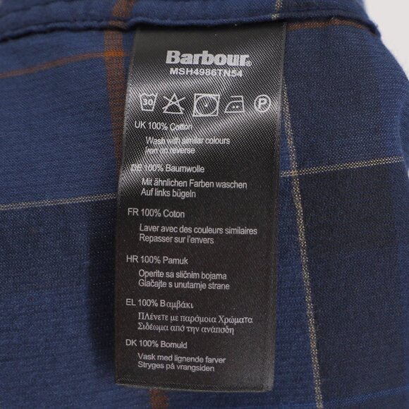 NWT BARBOUR Men's Blair Tailored Shirt Corduroy in Navy Midnight Tartan Size M - Picture 13 of 15
